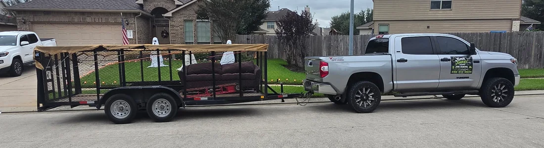 Junk Junkies Texas Junk Removal College Station truck and trailer